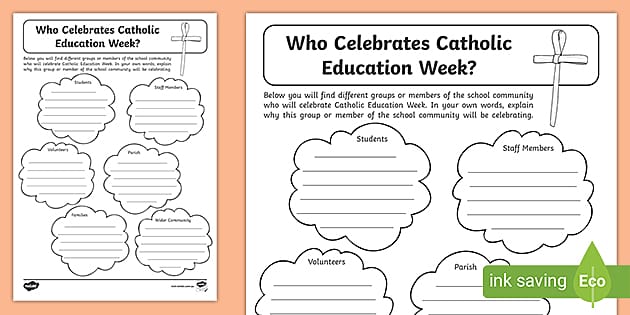 Who celebrates catholic education week worksheet