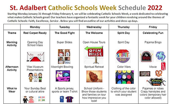 Catholic schools week schedule saca