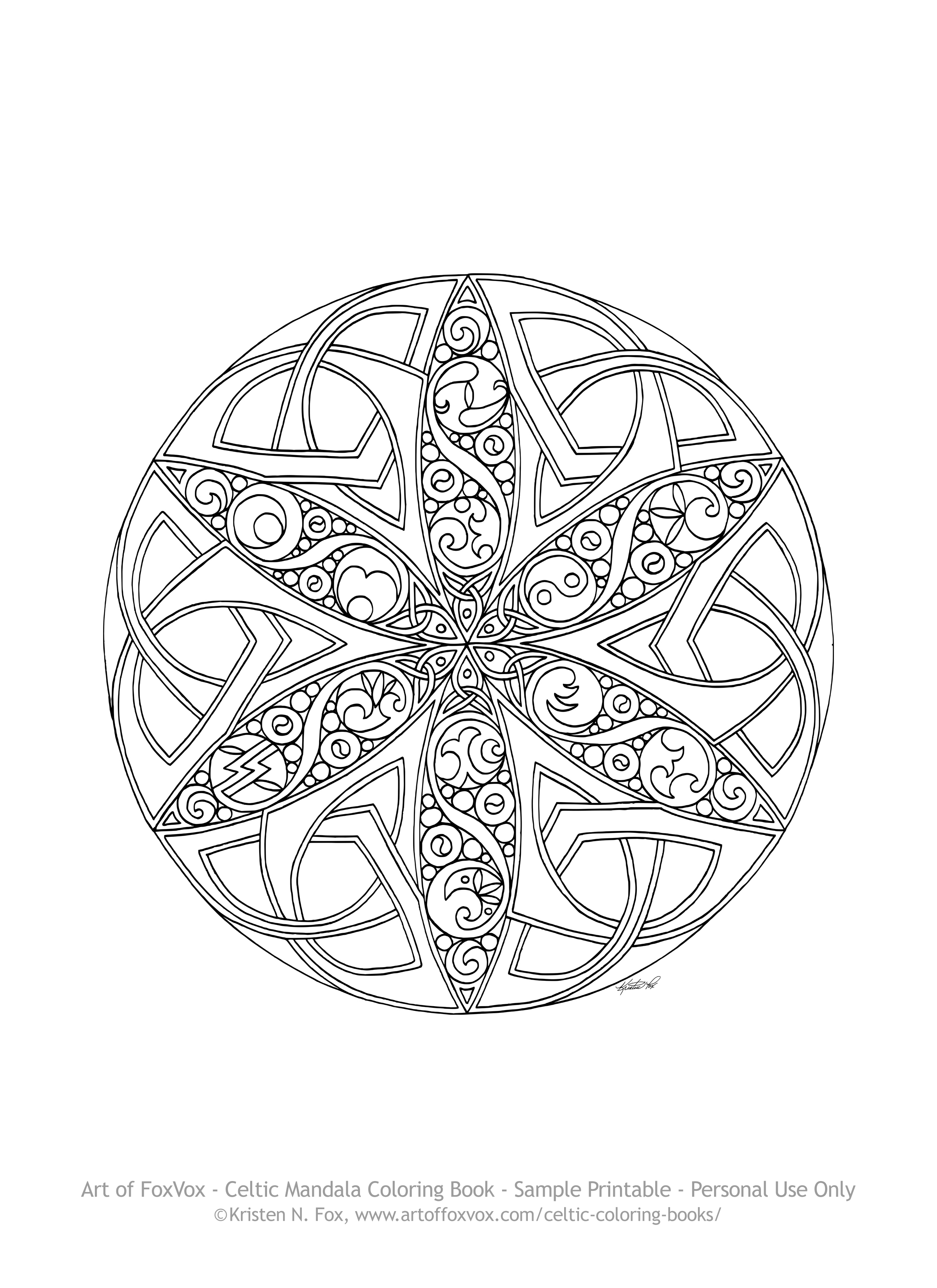 Free celtic mandala coloring page to print art of foxvox â original celtic art fine art photography