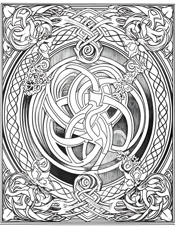 Adult coloring pages celtic knots and flowers moderate to intricate designs printable pages digital download only w bonus pages