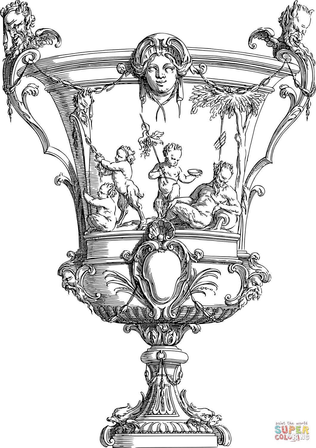 Art nouveau vase coloring page free printable coloring pages