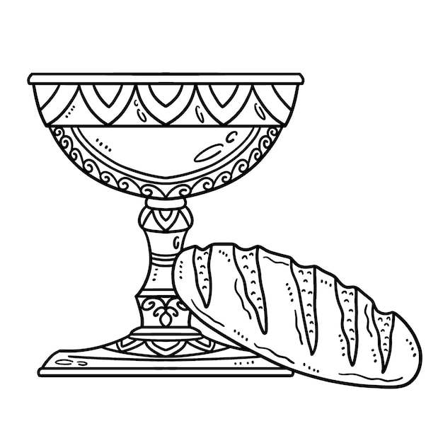 Premium vector christian chalice and bread of life isolated