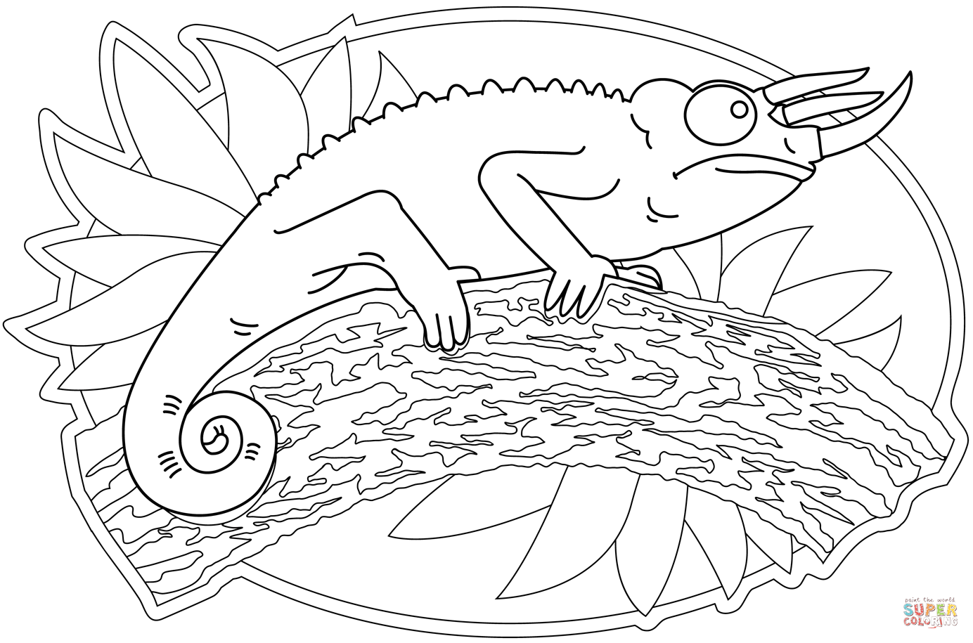 Trioceros chameleon coloring page free printable coloring pages