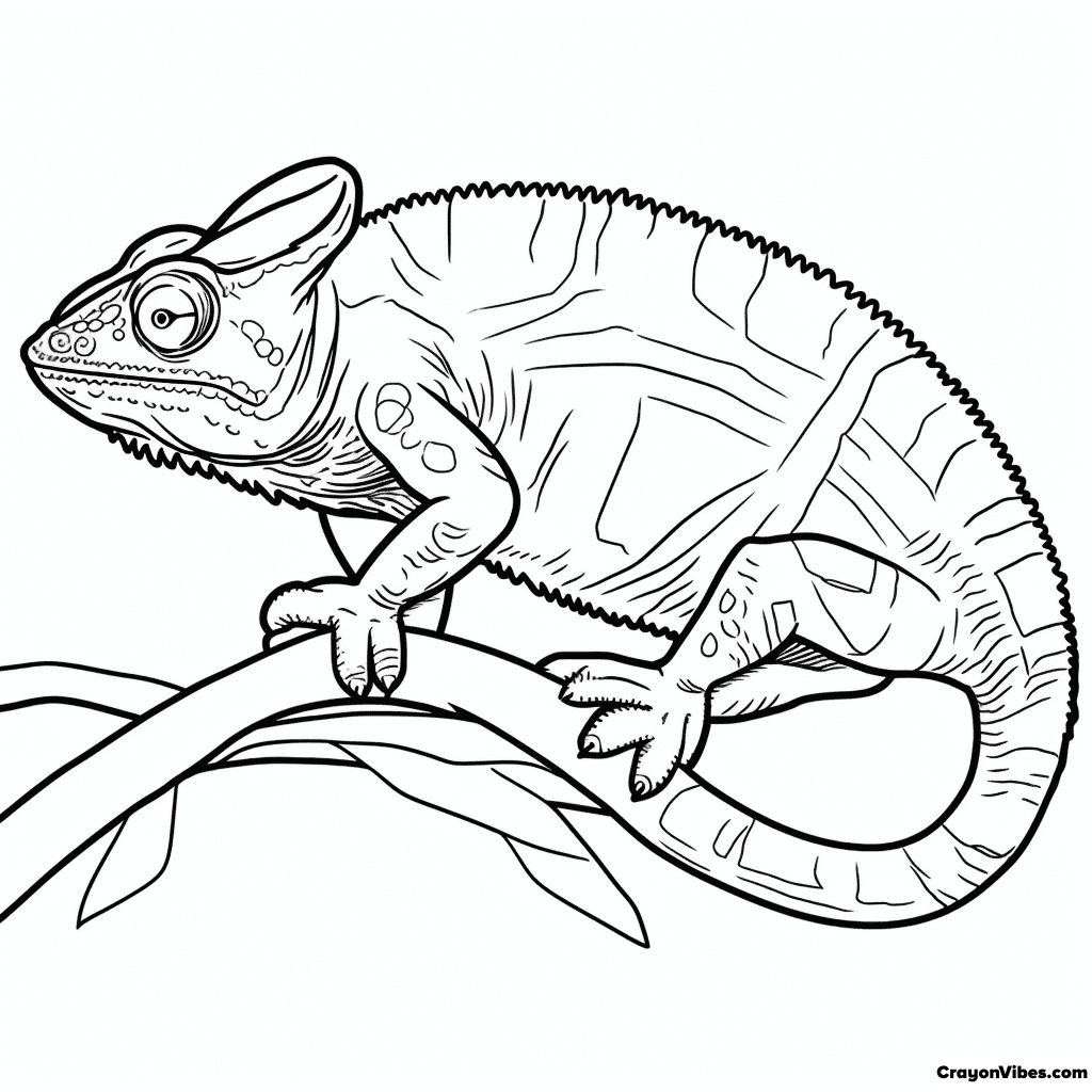 Chameleon coloring pages free printable for kids and adults