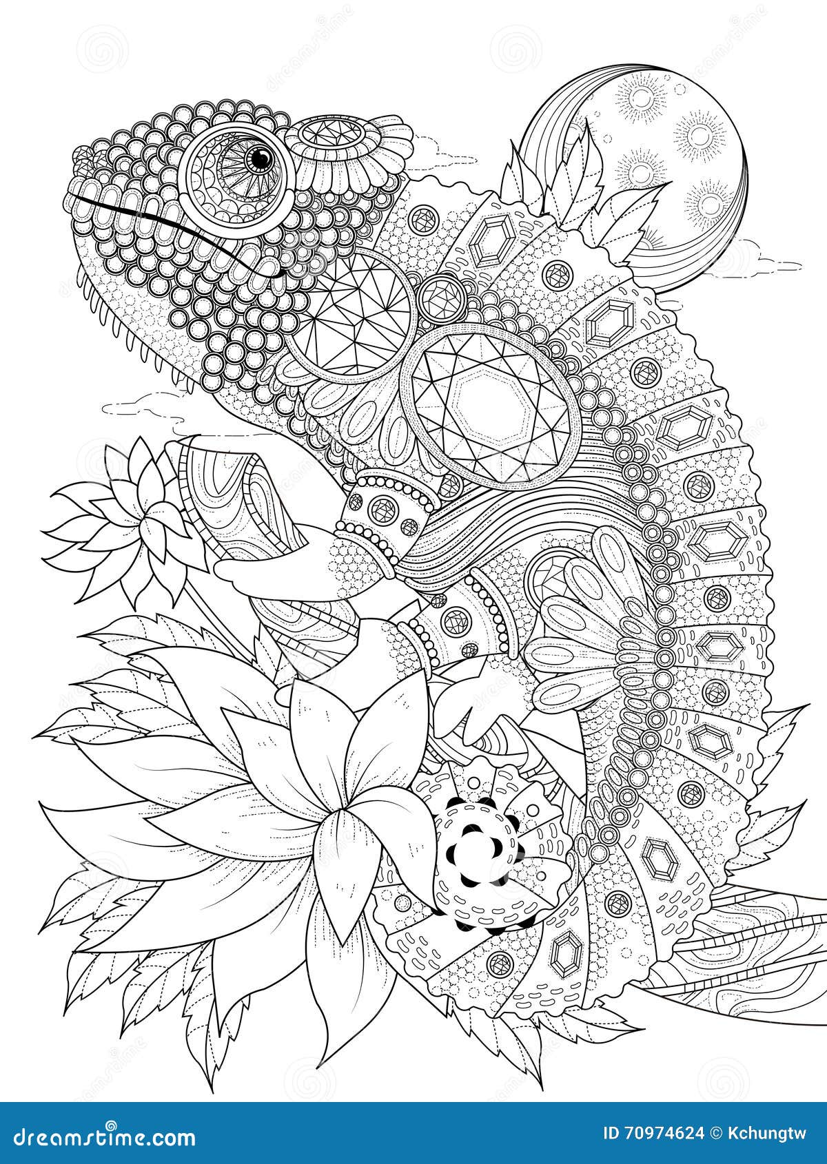 Chameleon adult coloring book stock illustrations â chameleon adult coloring book stock illustrations vectors clipart