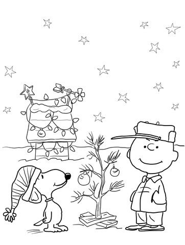 Festive charlie brown christmas coloring page