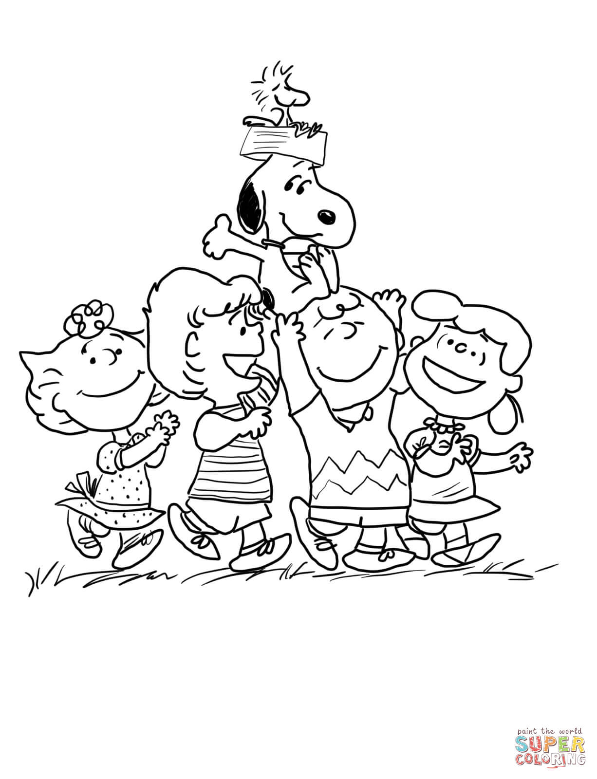 Peanuts gang coloring page free printable coloring pages