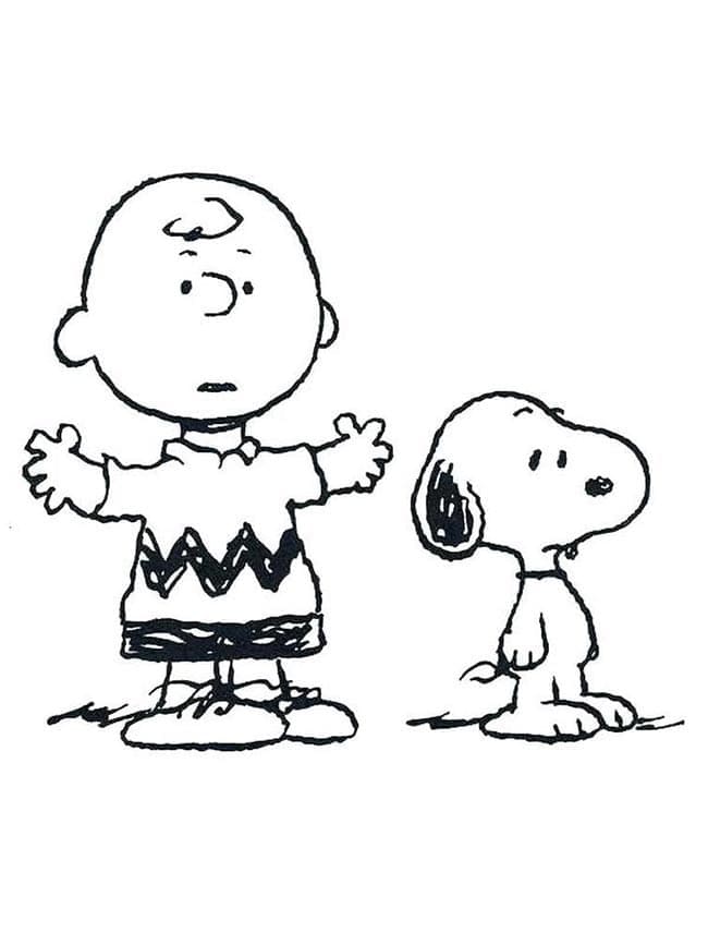 Charlie brown with snoopy coloring page