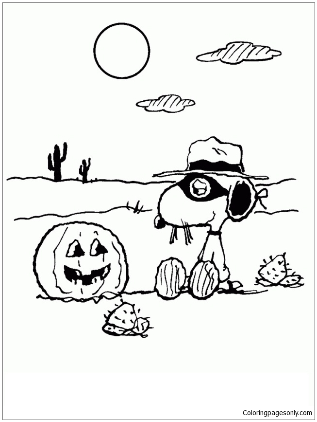 Snoopy halloween coloring page