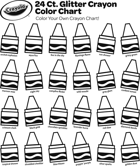 Free glitter crayon coloring chart