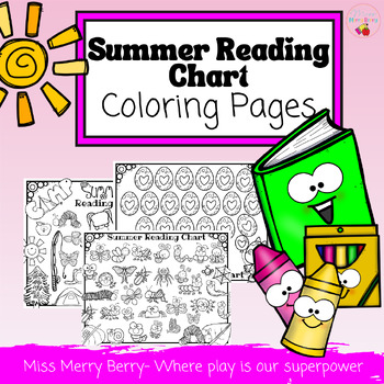 Summer reading chart coloring pages by miss merry berry tpt