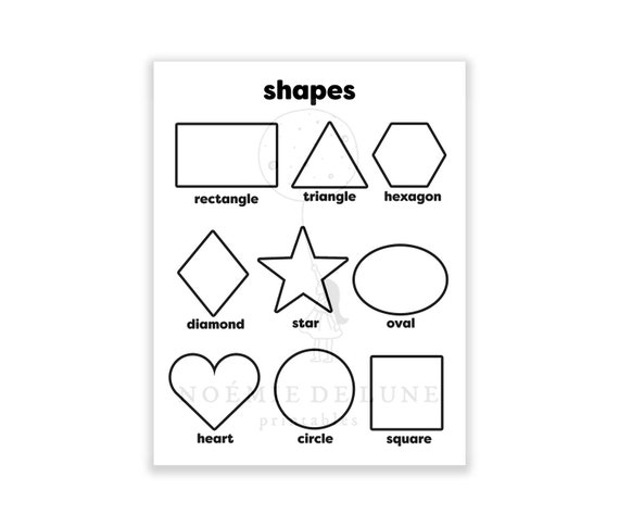 Coloring shapes chart printable x learning sheet simple minimal instant download download now