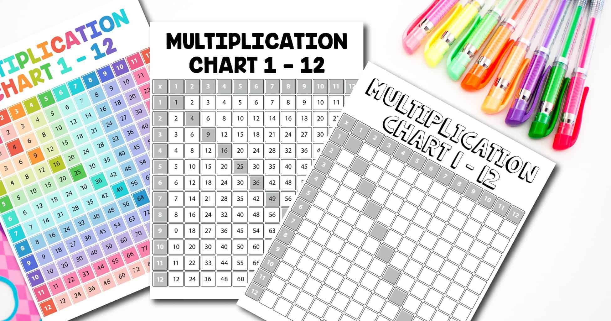 Free printable multiplication charts coloring page black and white pre