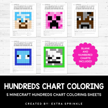 Minecraft inspired hundreds chart coloring pages by extra sprinkle
