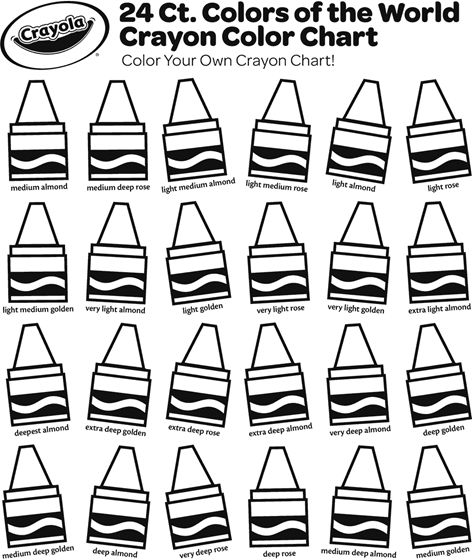 Free colors of the world crayon coloring chart