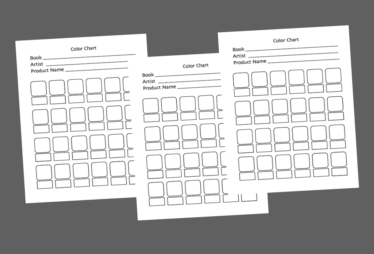 Colorists coloring page swatch chart pdf instant download