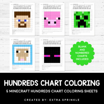 Minecraft inspired hundreds chart coloring pages version by extra sprinkle