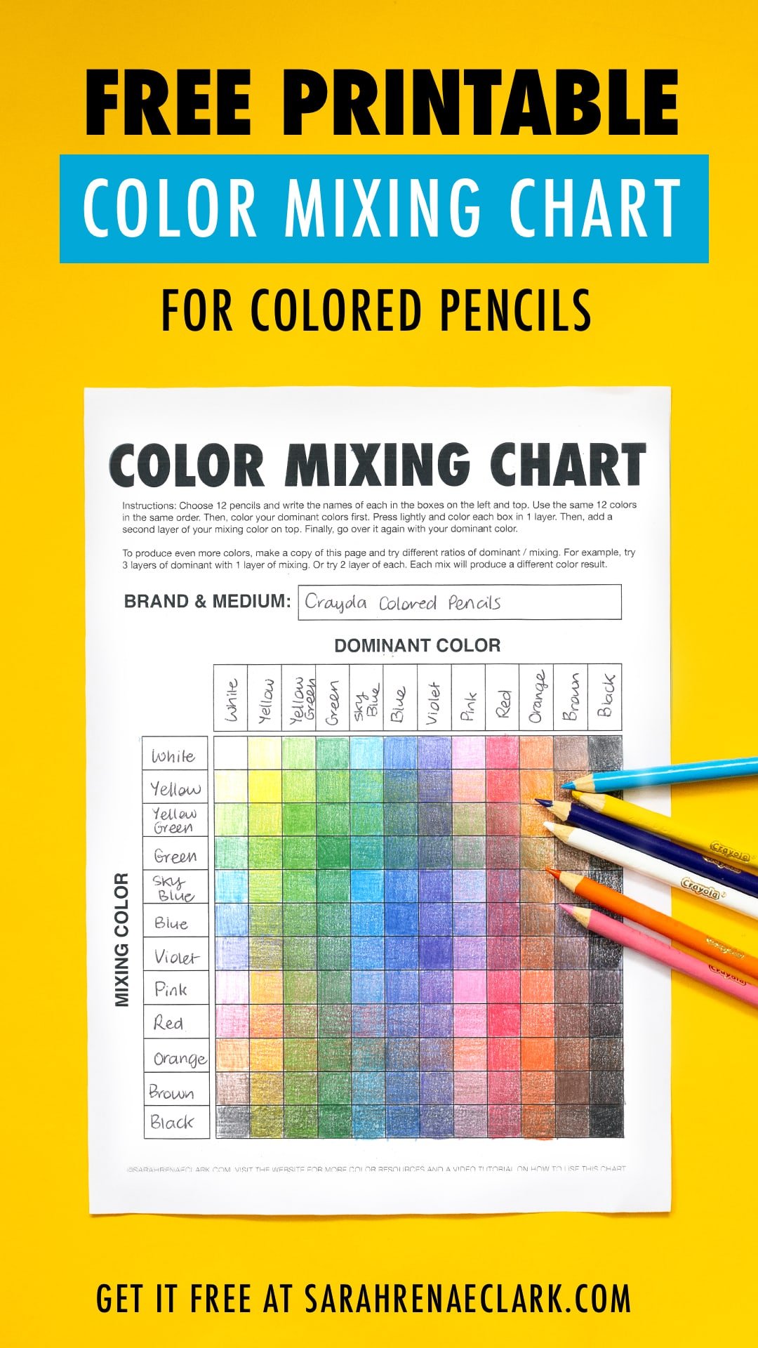 Free color mixing chart