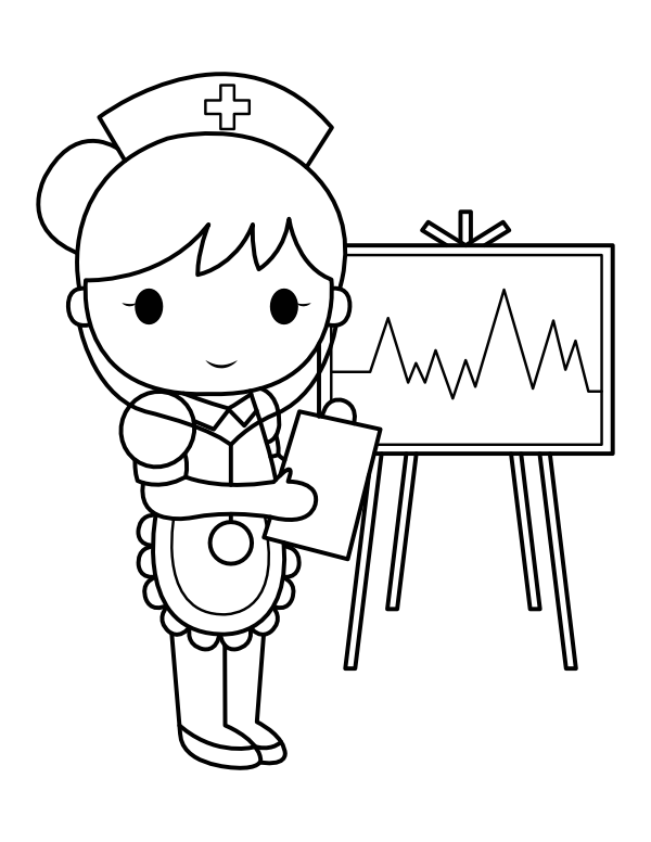 Printable nurse and chart coloring page