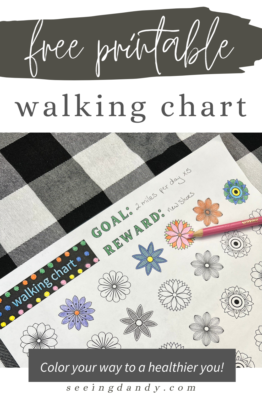Free printable walking chart to color your way to your fitness goals
