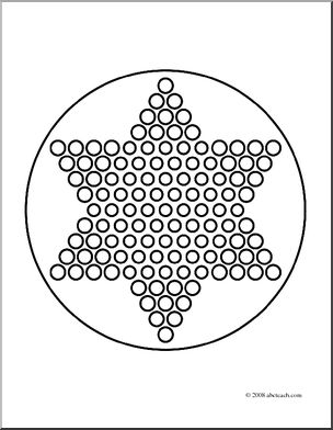 Clip art chinese checkers coloring page i