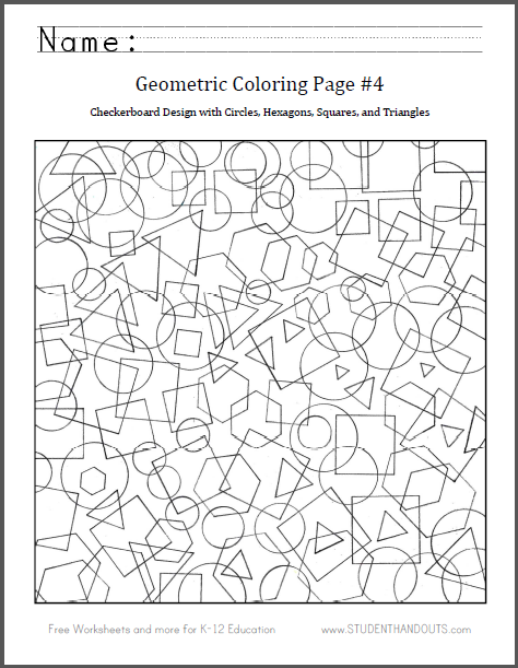 Checkerboard shapes coloring page