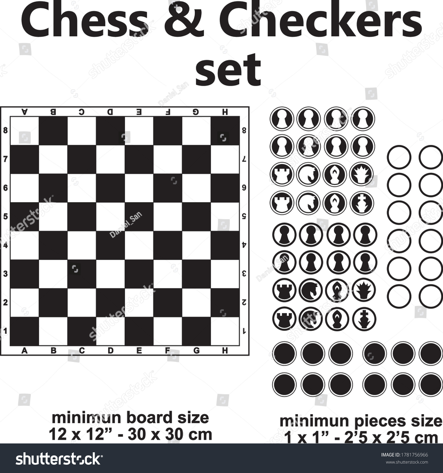 Printable board game template chess checkers stock vector royalty free