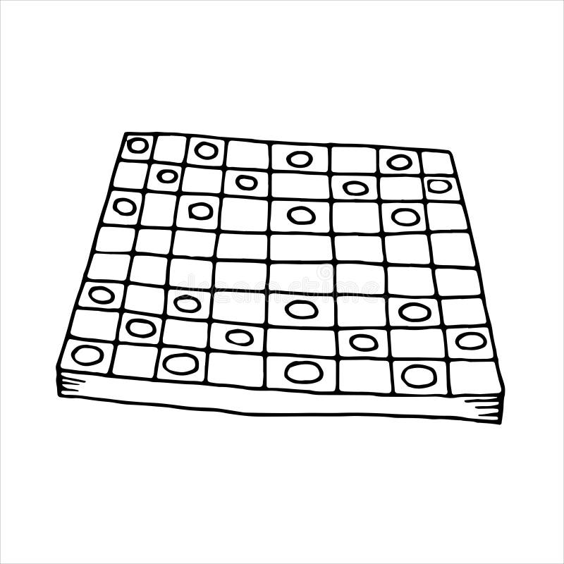 Vector isolated doodle element checkers board game coloring book stock vector