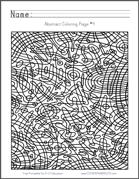 Abstract coloring page student handouts