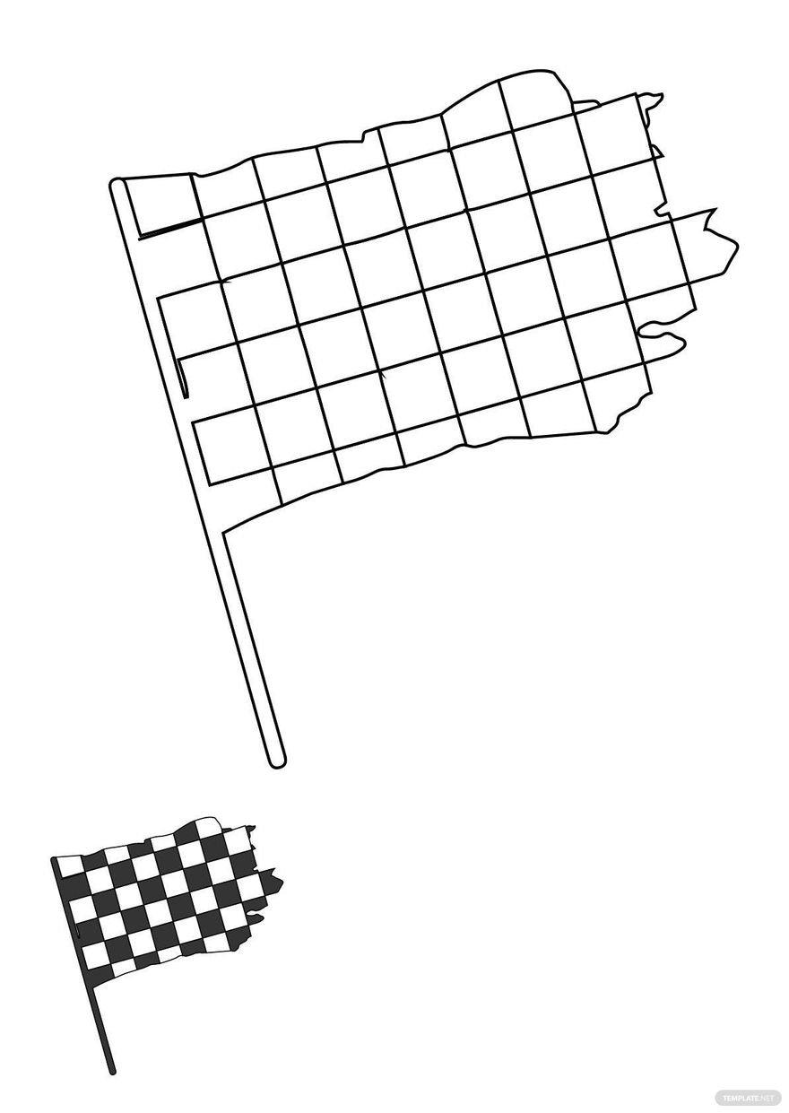 Free torn checkered flag coloring page