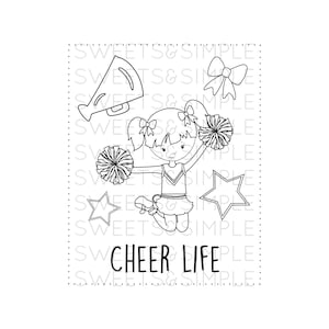 Cheerleader coloring page cheer cheer life chearleading coloring sheet activity page printable instant download