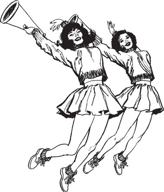 Two jumping girls stock illustration