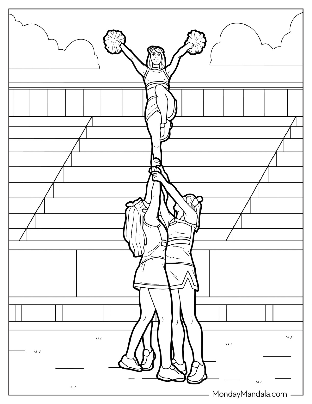 Cheerleading coloring pages free pdf printables