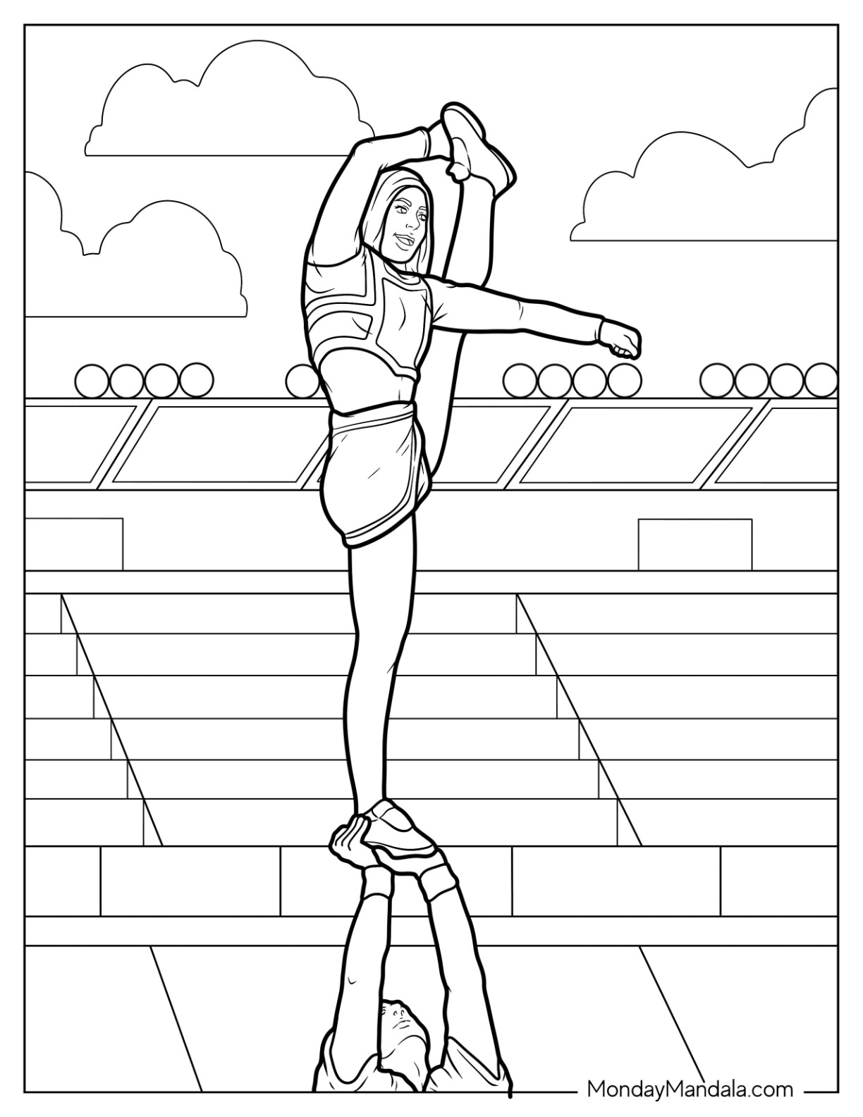 Cheerleading coloring pages free pdf printables