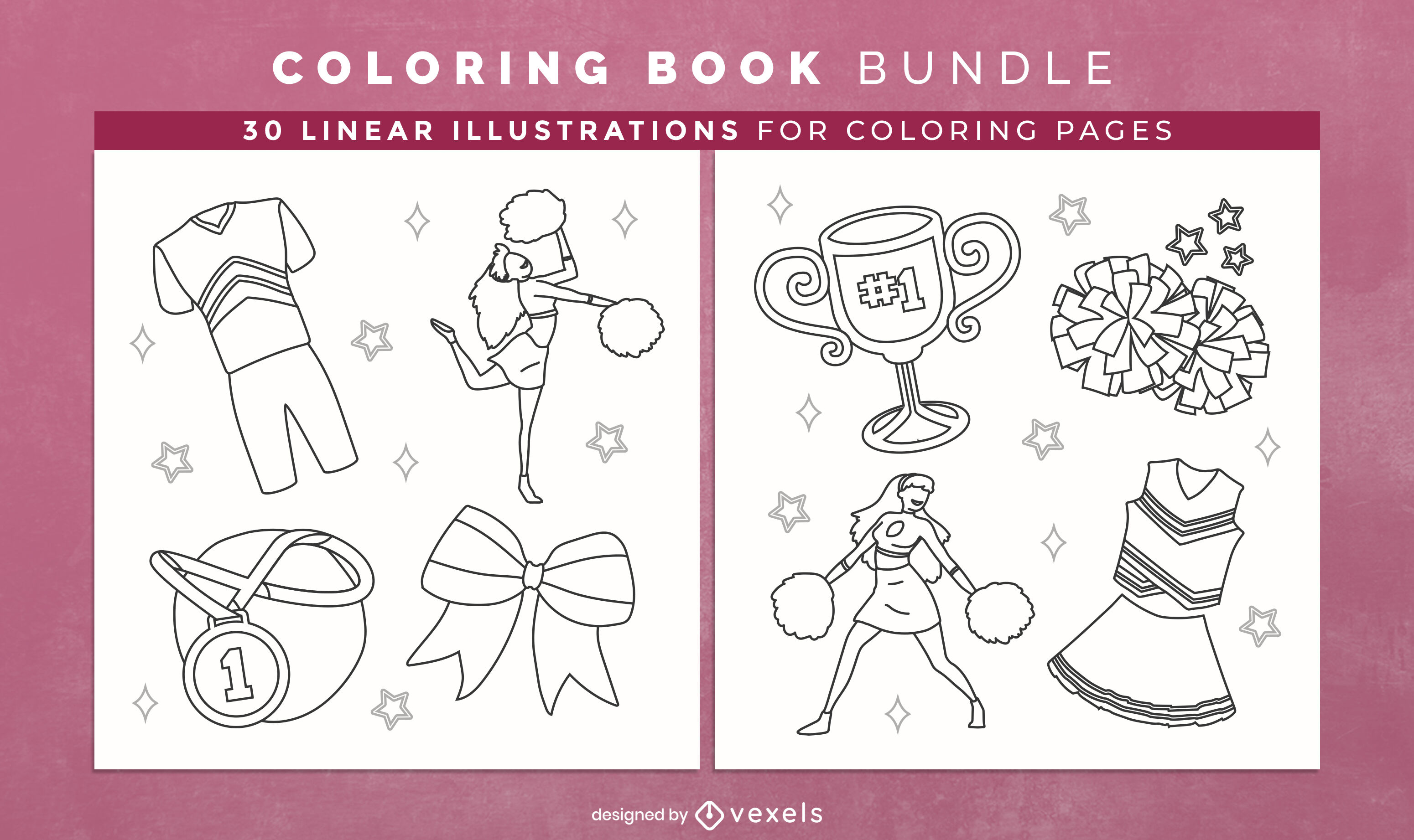 Cheerleader coloring book interior design vector download