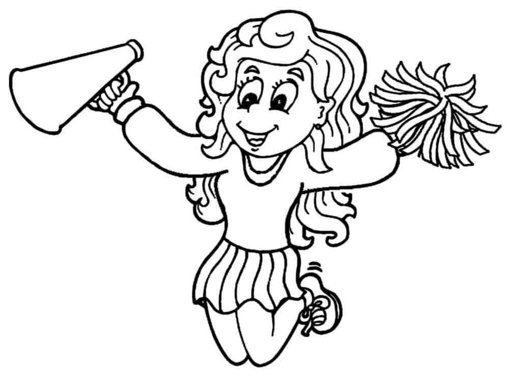 Cute cheerleader girl coloring page