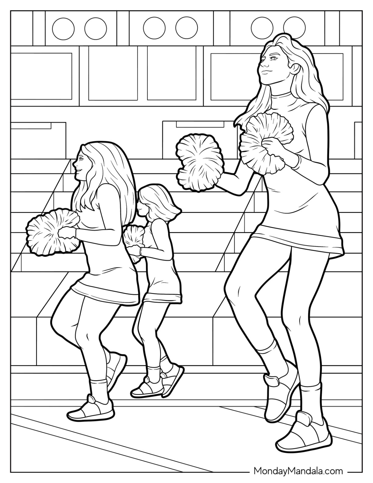 Cheerleading coloring pages free pdf printables