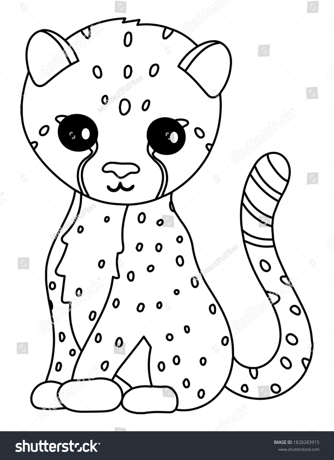 Cheetah coloring page kids stock illustration
