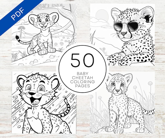Kdp interior baby cheetah coloring pages x printable pdf canva template kids coloring book mercial use activity book