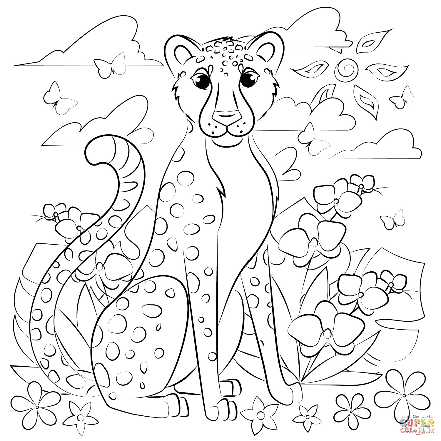 Cheetah coloring page free printable coloring pages