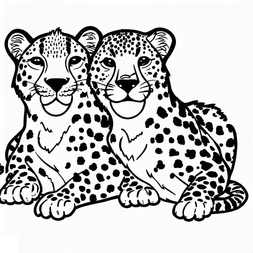 Two cheetah coloring page