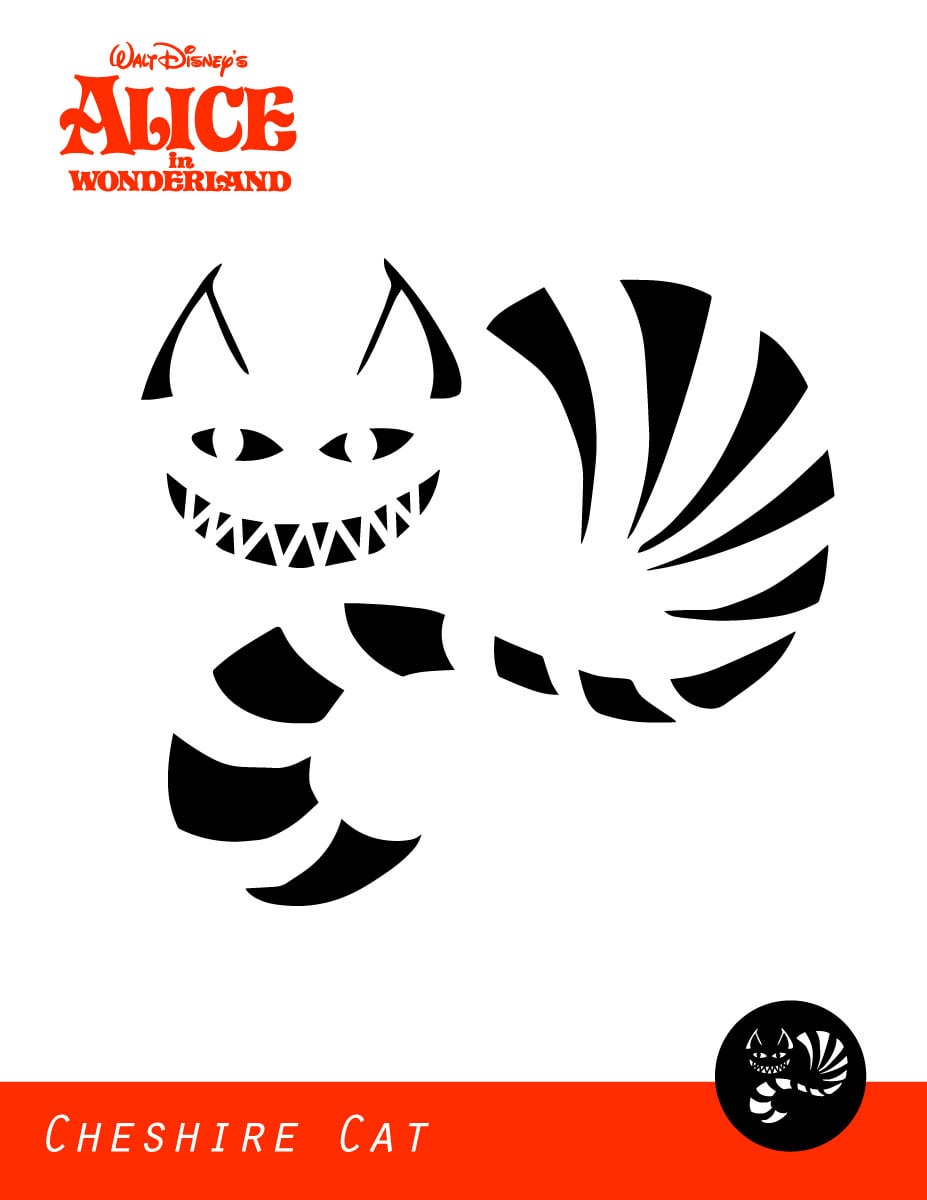 Disney alice in wonderland cheshire cat free pumpkin stencil