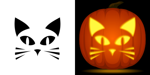 Free easy cat pumpkin stencil