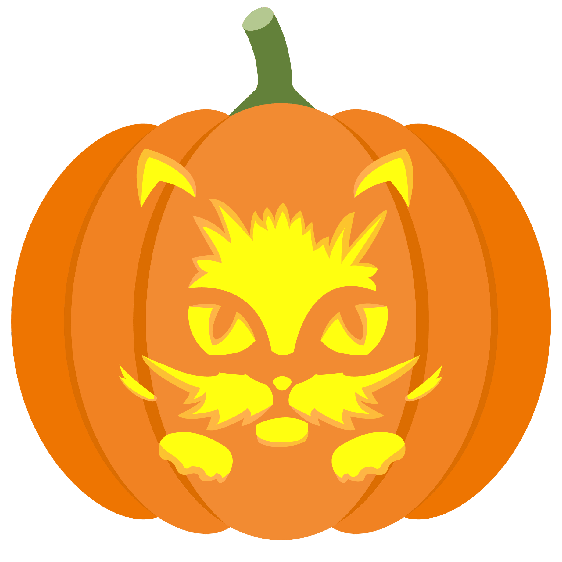 Cute cat face pumpkin stencil free printable papercraft templates