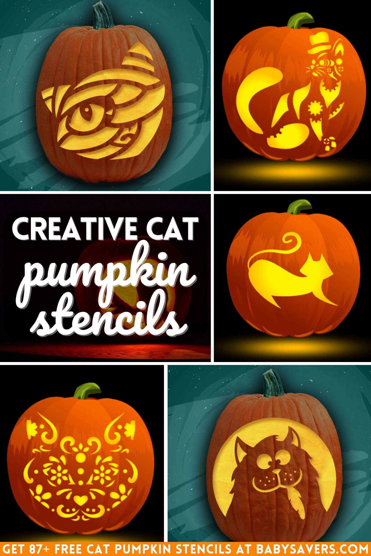 Free cat pumpkin carving stencils