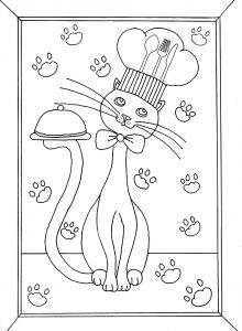 Cheshire cat with patterns in background