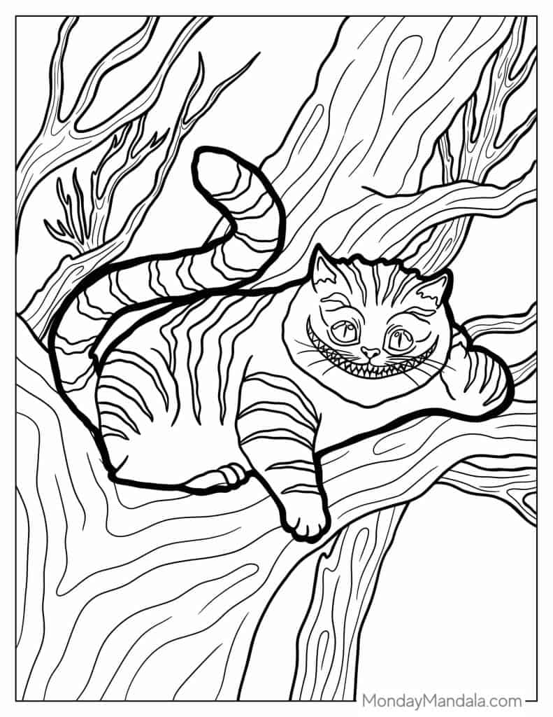 Alice in wonderland coloring pages free pdf printables
