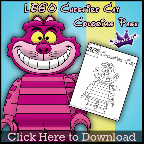 Free lego cheshire cat printable coloring page â