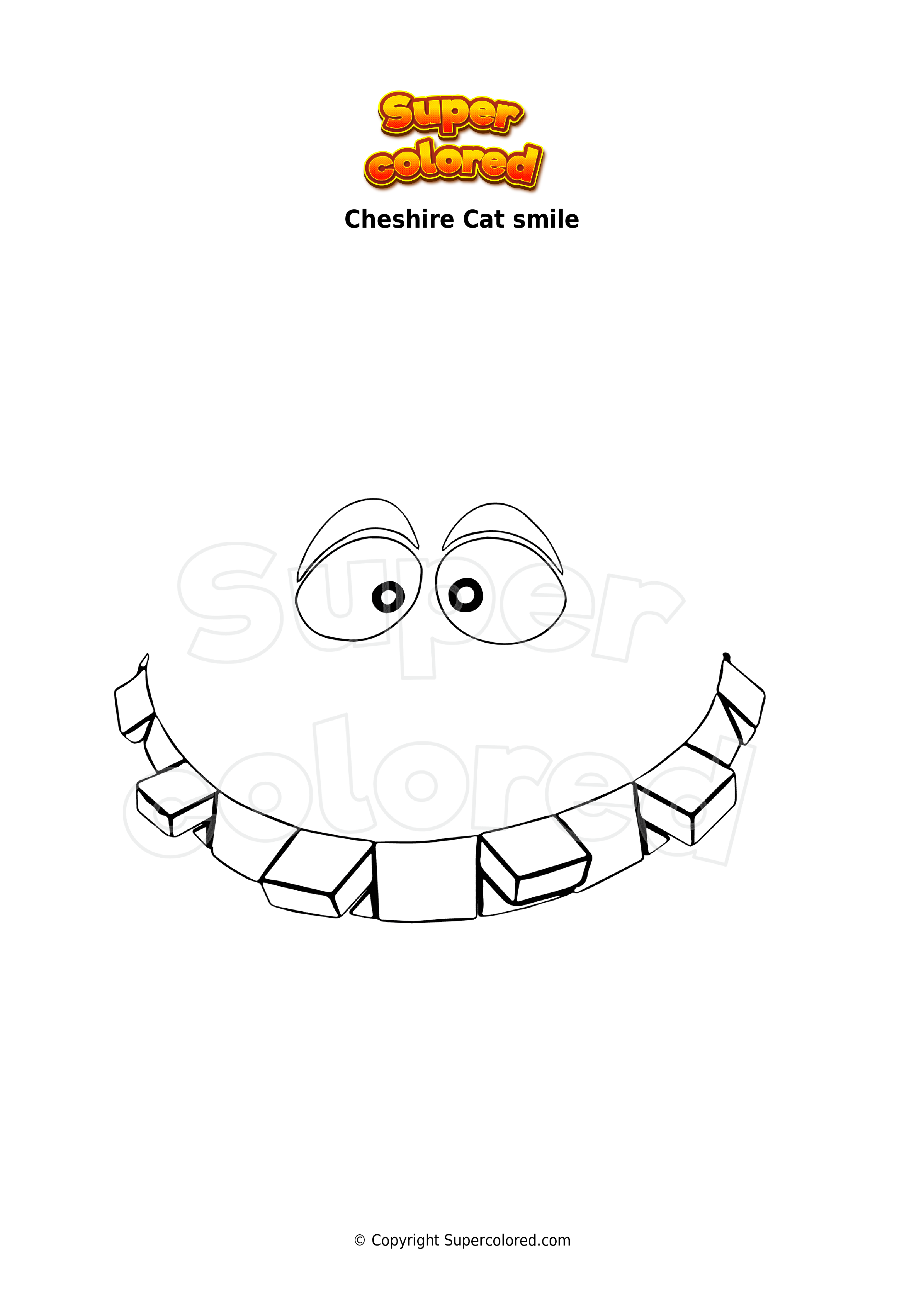 Coloring page cheshire cat smile