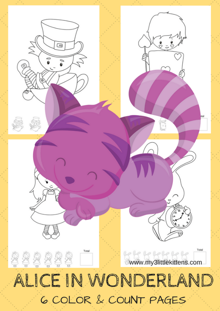 Printable alice in wonderland color count pages